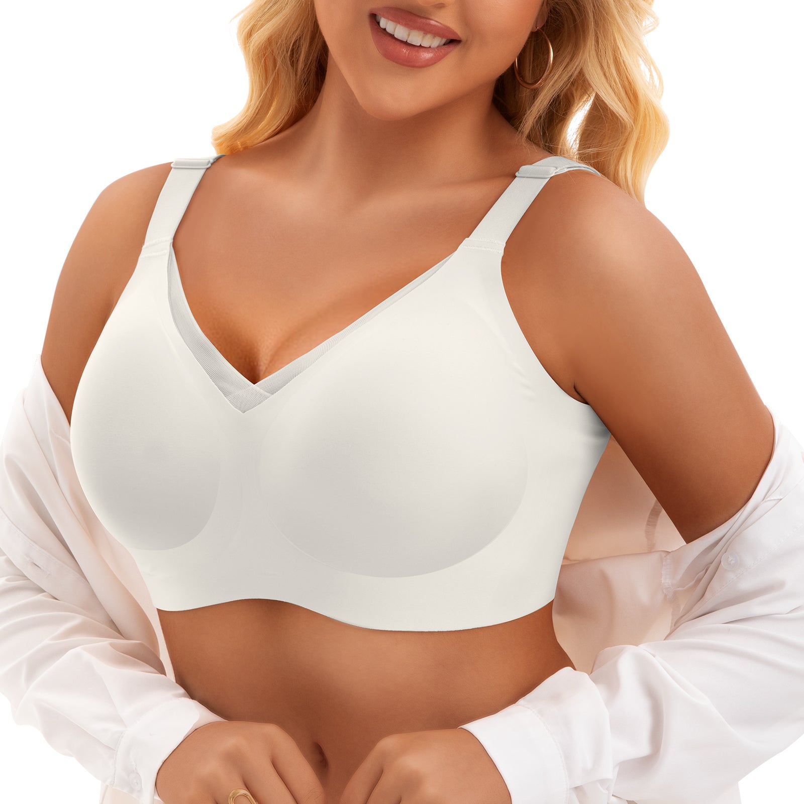 V-shaped Mesh Style Seamless Bra