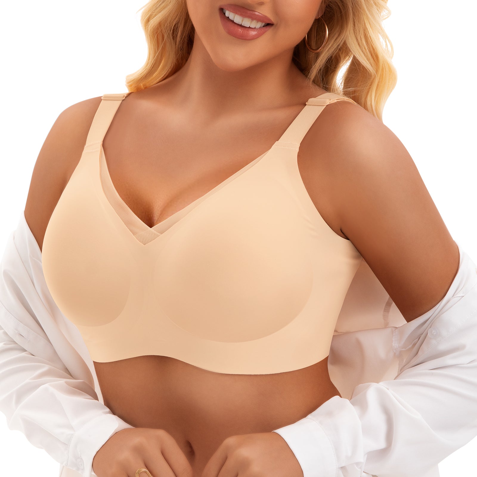 V-shaped Mesh Style Seamless Bra