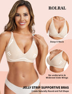 Deep V No Underwire Seamless Push Up Bra