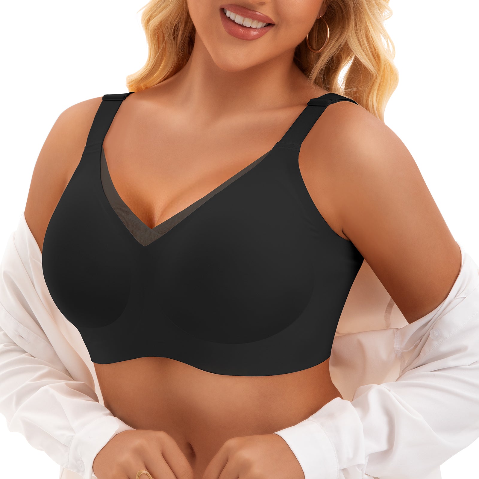 V-shaped Mesh Style Seamless Bra