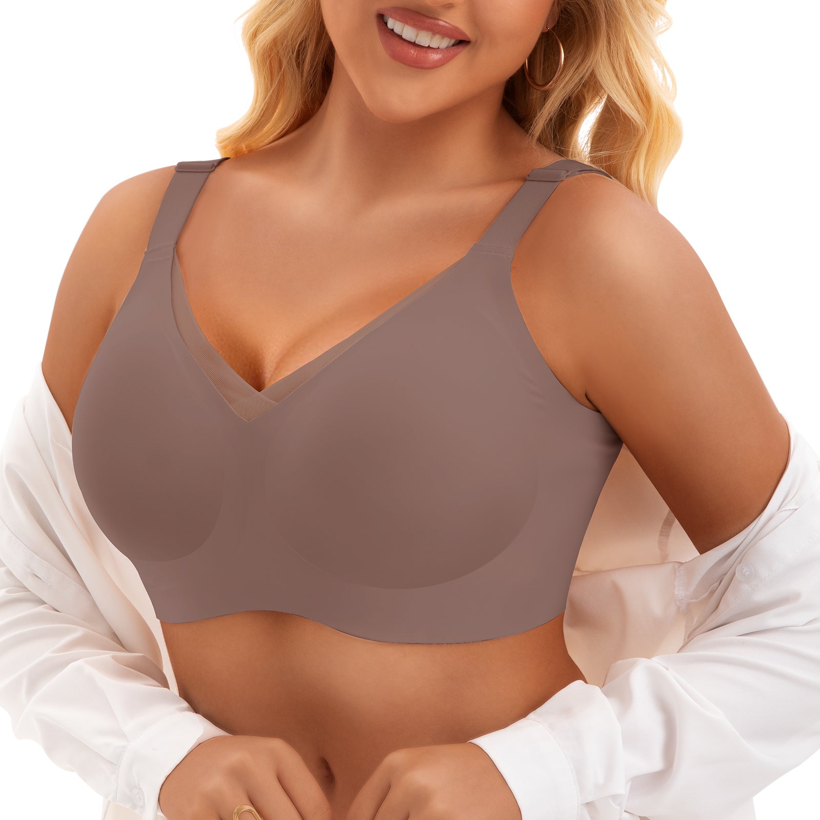V-shaped Mesh Style Seamless Bra
