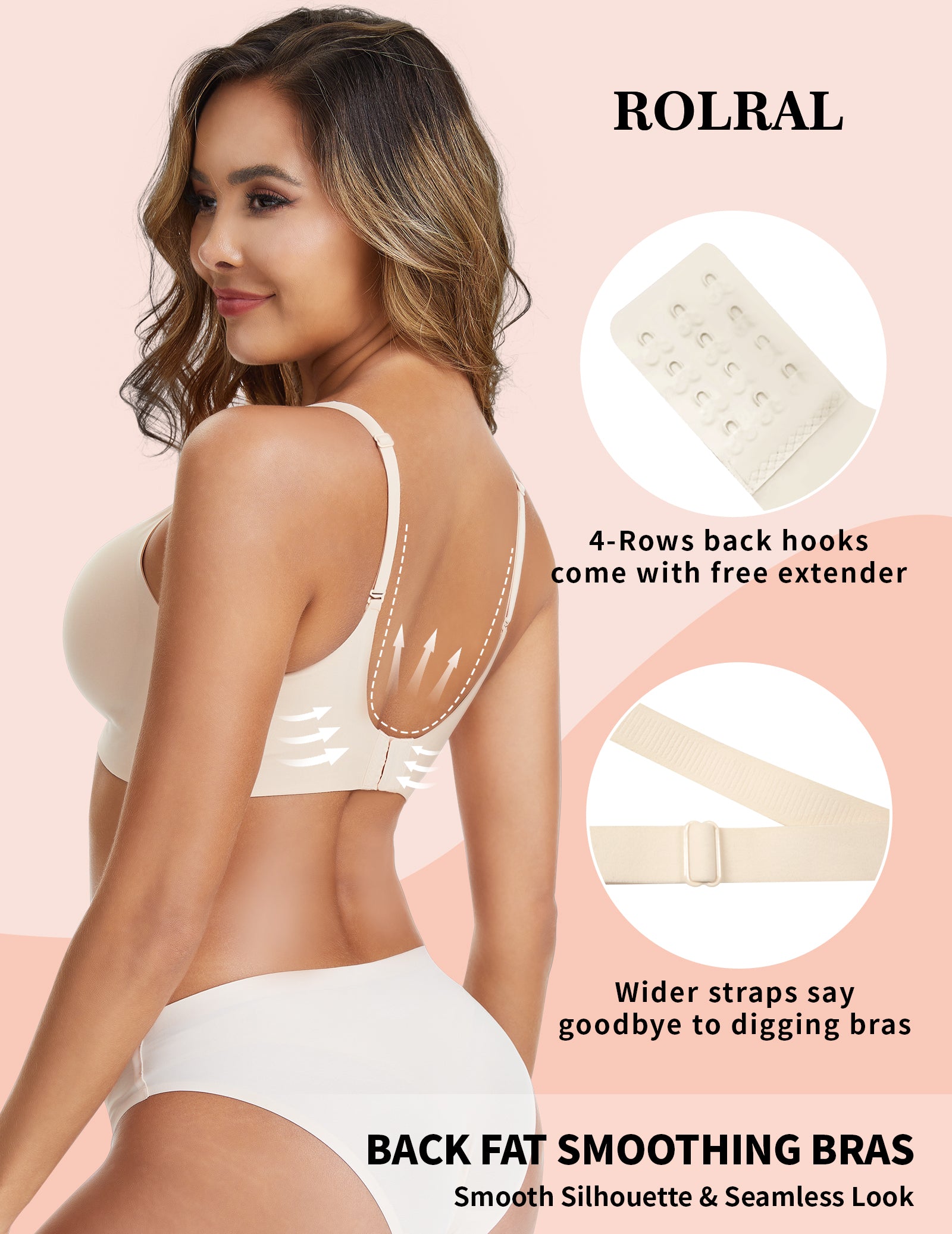 Deep V No Underwire Seamless Push Up Bra