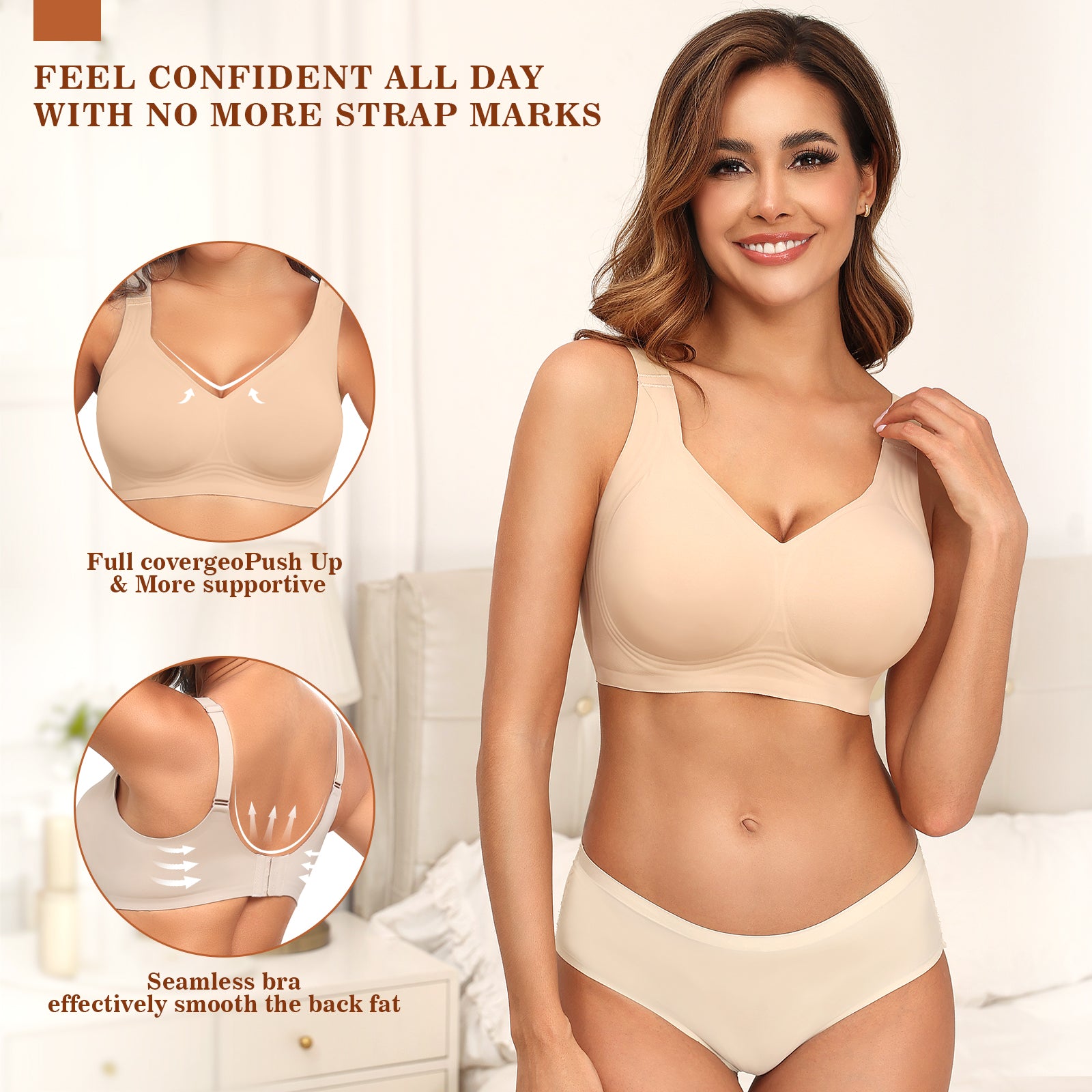 Posefree 2Pcs Full Coverage Seamless Bra Set