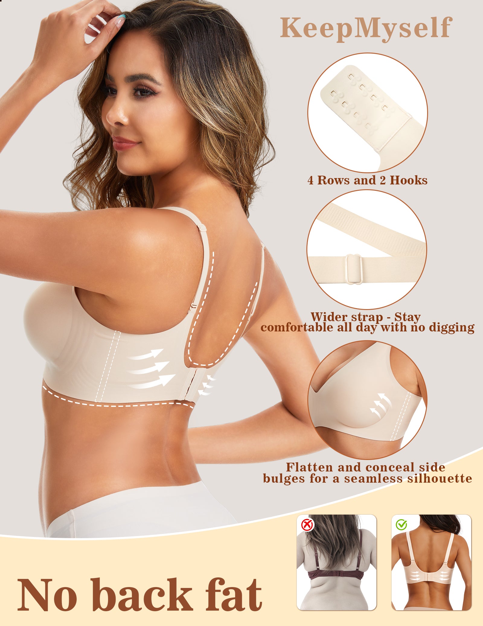 Posefree Deep V No Underwire Seamless Push Up Bra