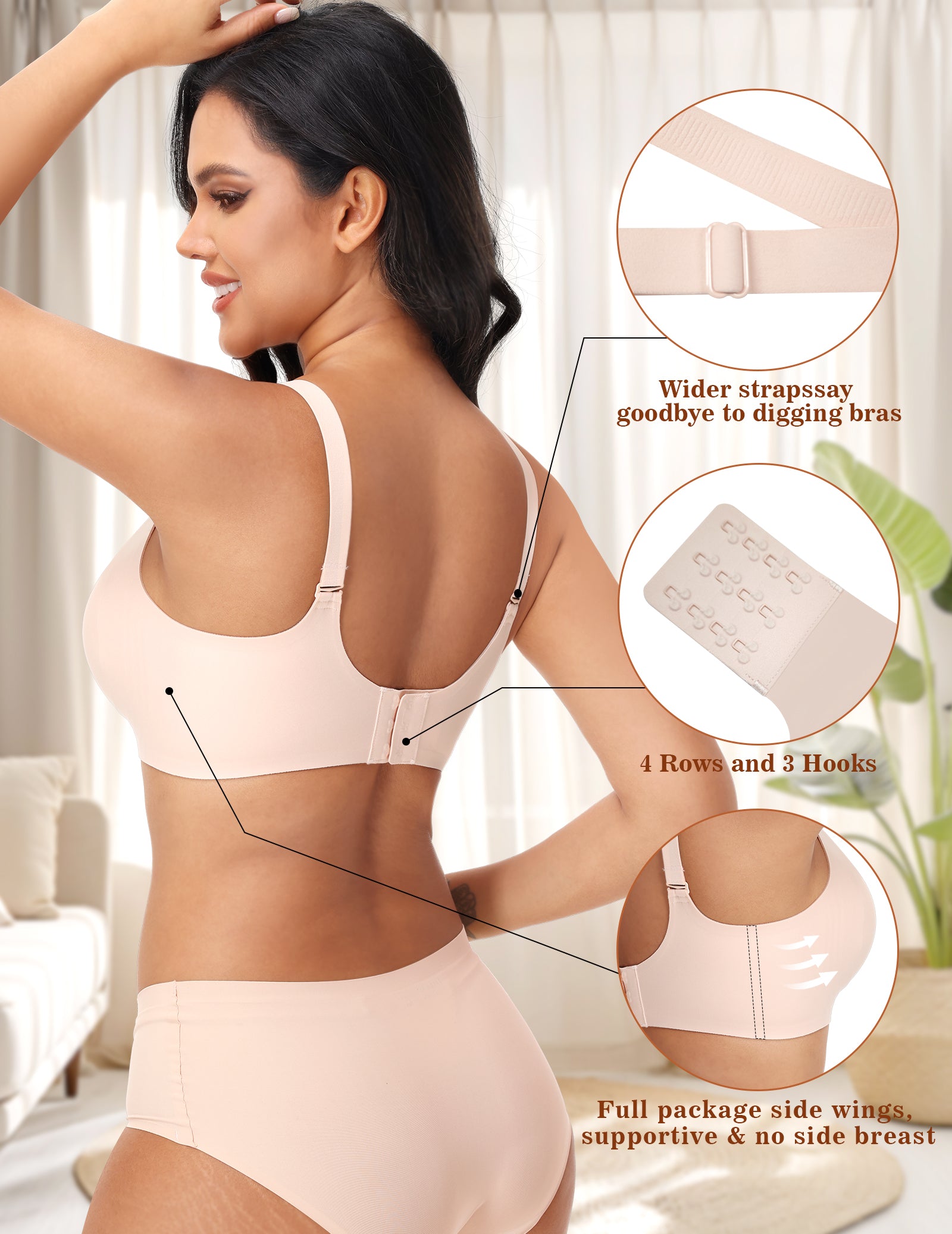 Posefree Back Fat Smoothing Padded Push Up Bra