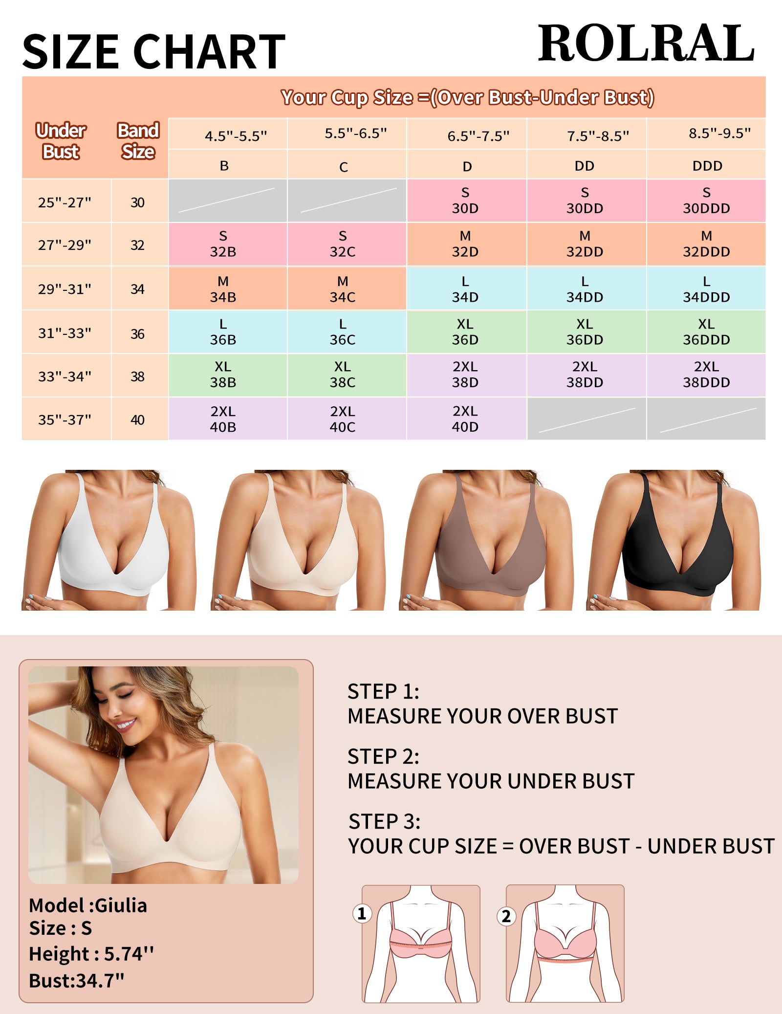 Deep V No Underwire Seamless Push Up Bra