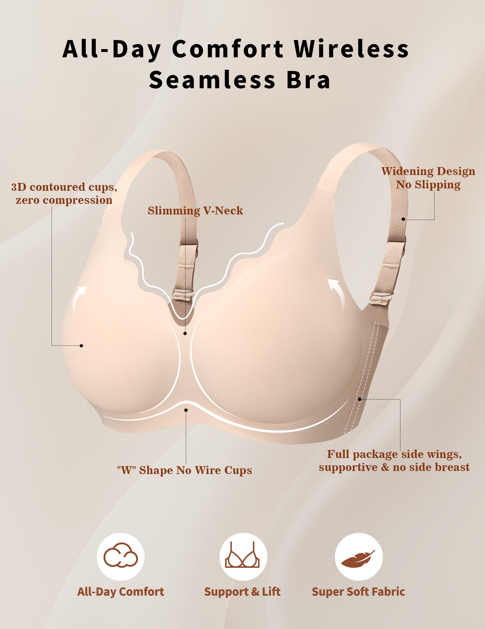 Posefree Scalloped Wireless Seamless Push Up Bra