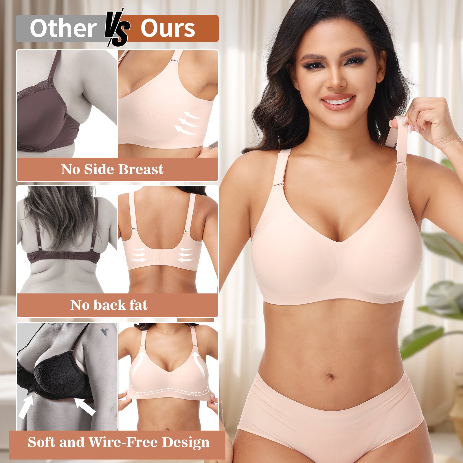 Back Fat Smoothing Padded Push Up Bra