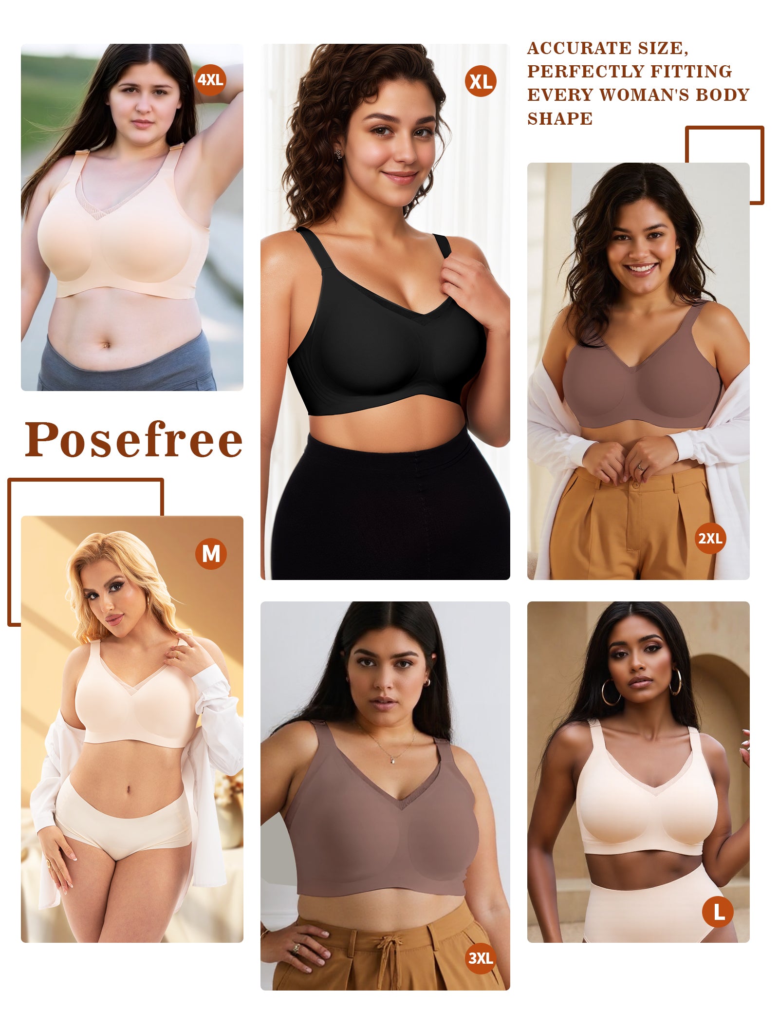 Posefree V-shaped Mesh Style Seamless Bra