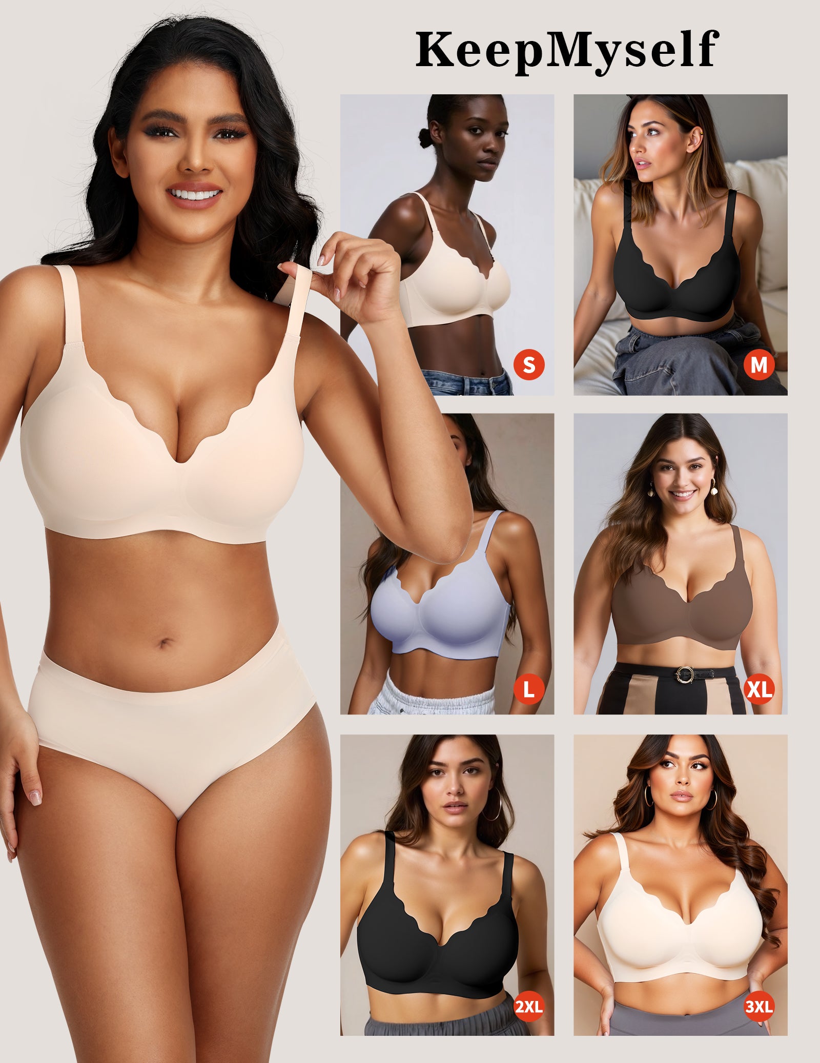 Posefree Scalloped Wireless Seamless Push Up Bra